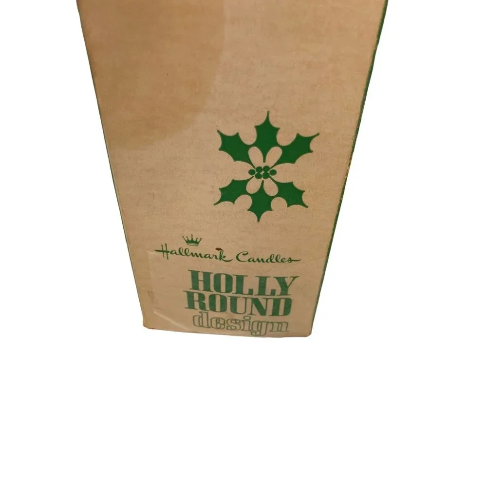 *Vintage Hallmark Pillar Candle Holly Round Design Christmas Collectible Decor